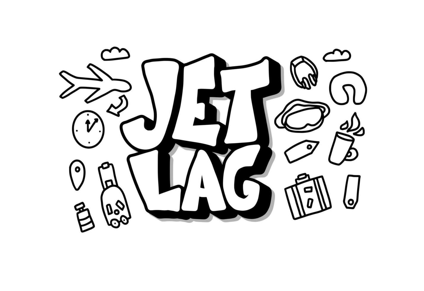 Jet lag stylized quote. concept emblem. vector