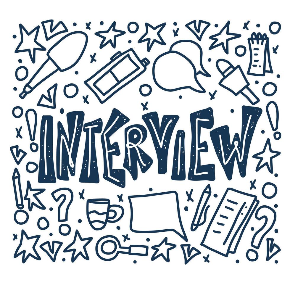 Interview design poster. text with signs. vector