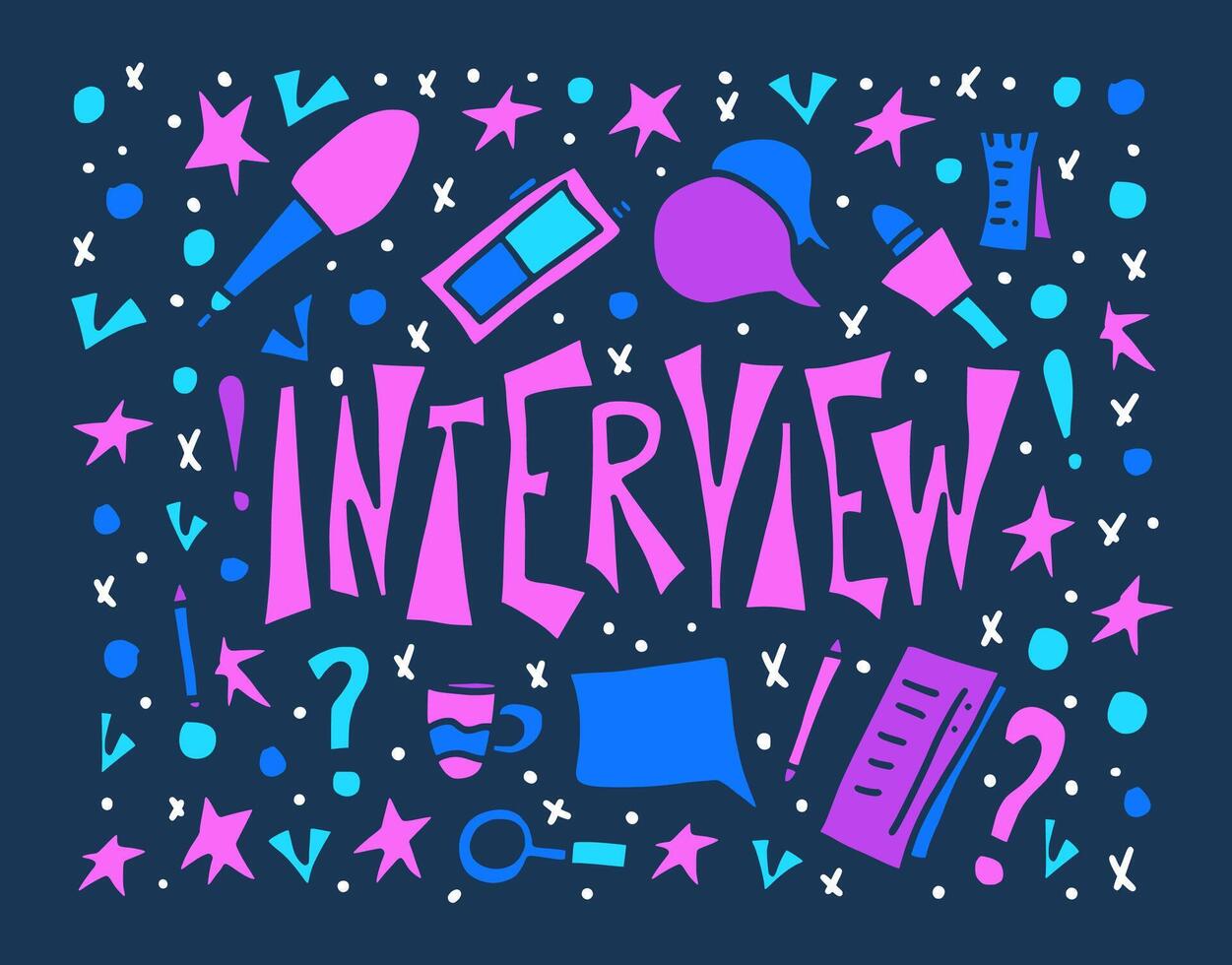 Interview design poster. text with signs. vector