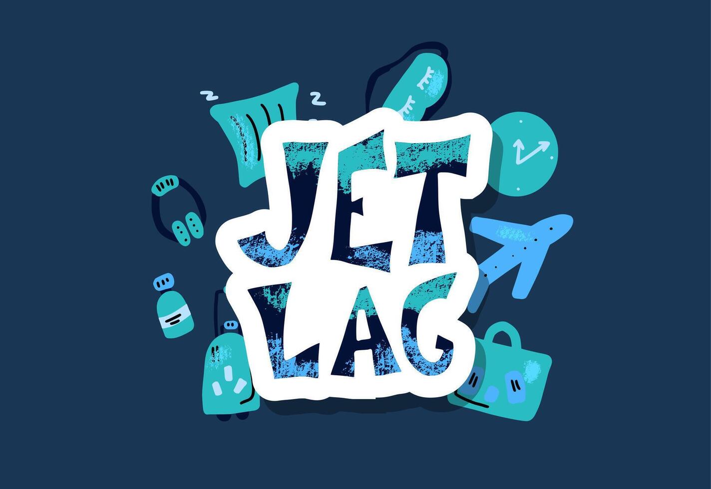 Jet lag stylized quote. concept emblem. vector