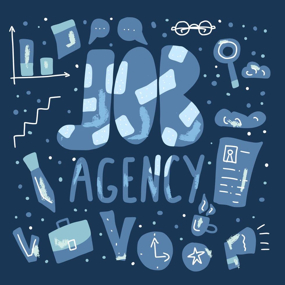 Job search concept. design text and signs. vector