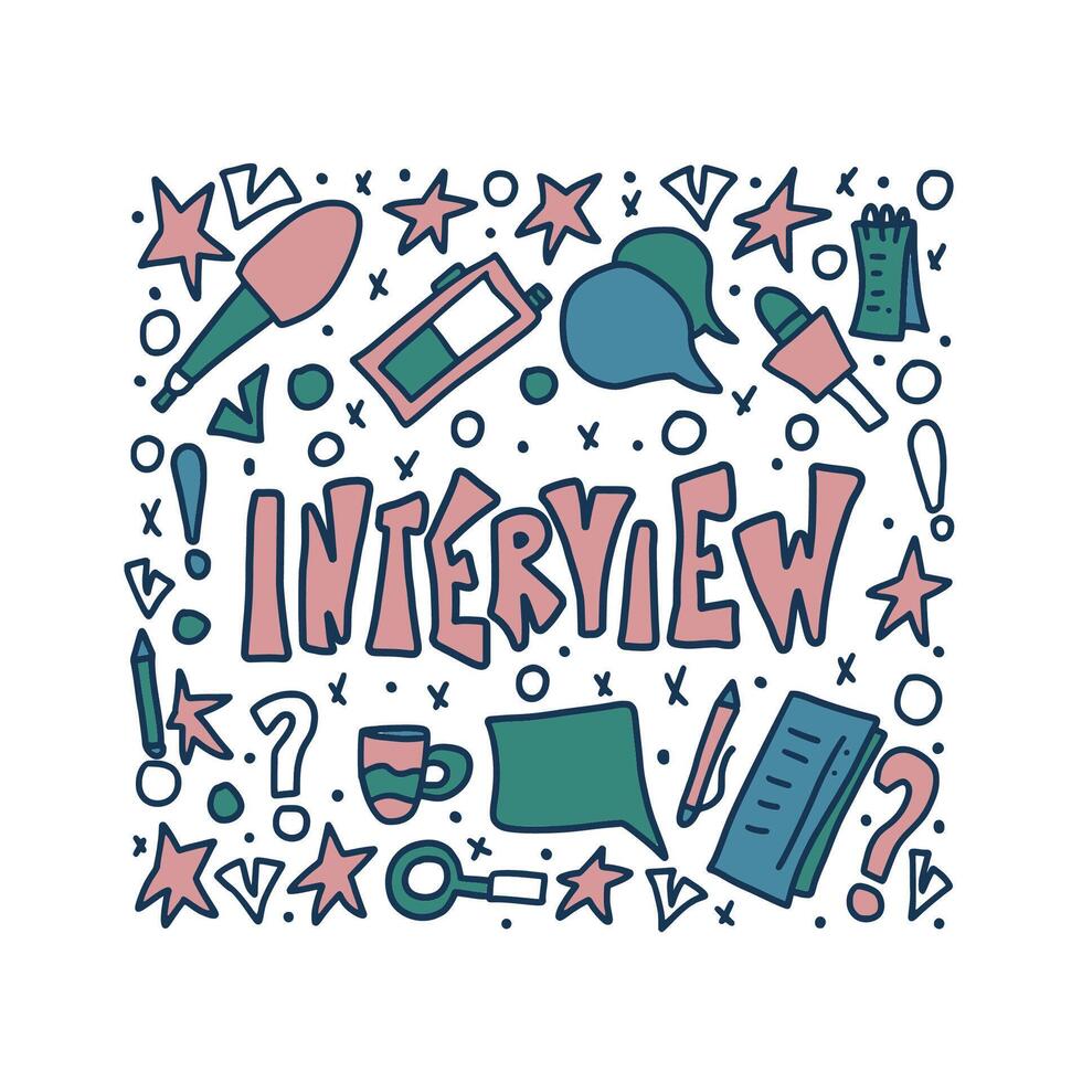 Interview design poster. text with signs. vector