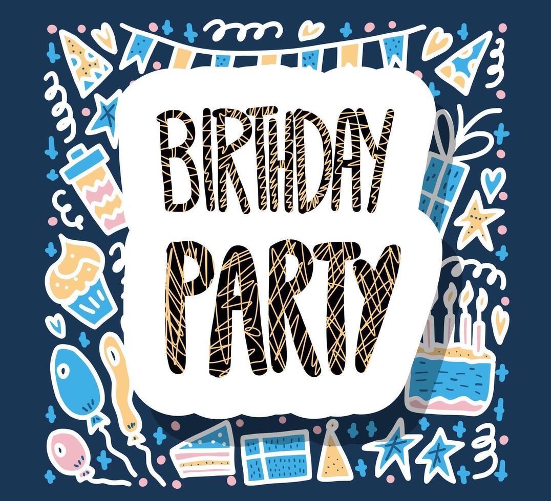 Birthday party poster set. concept design. vector