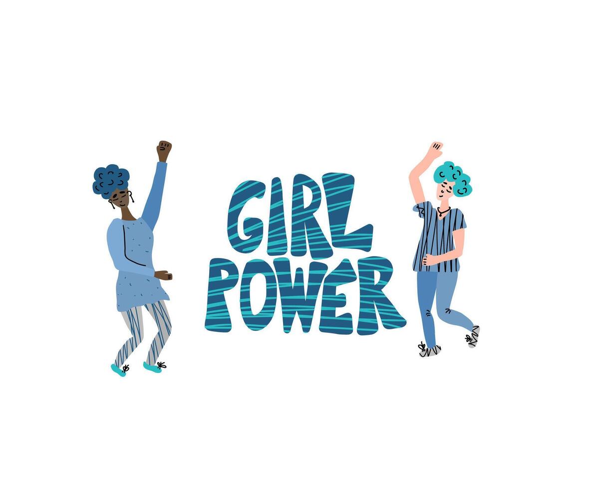 Girl power quote isolated. color text. vector
