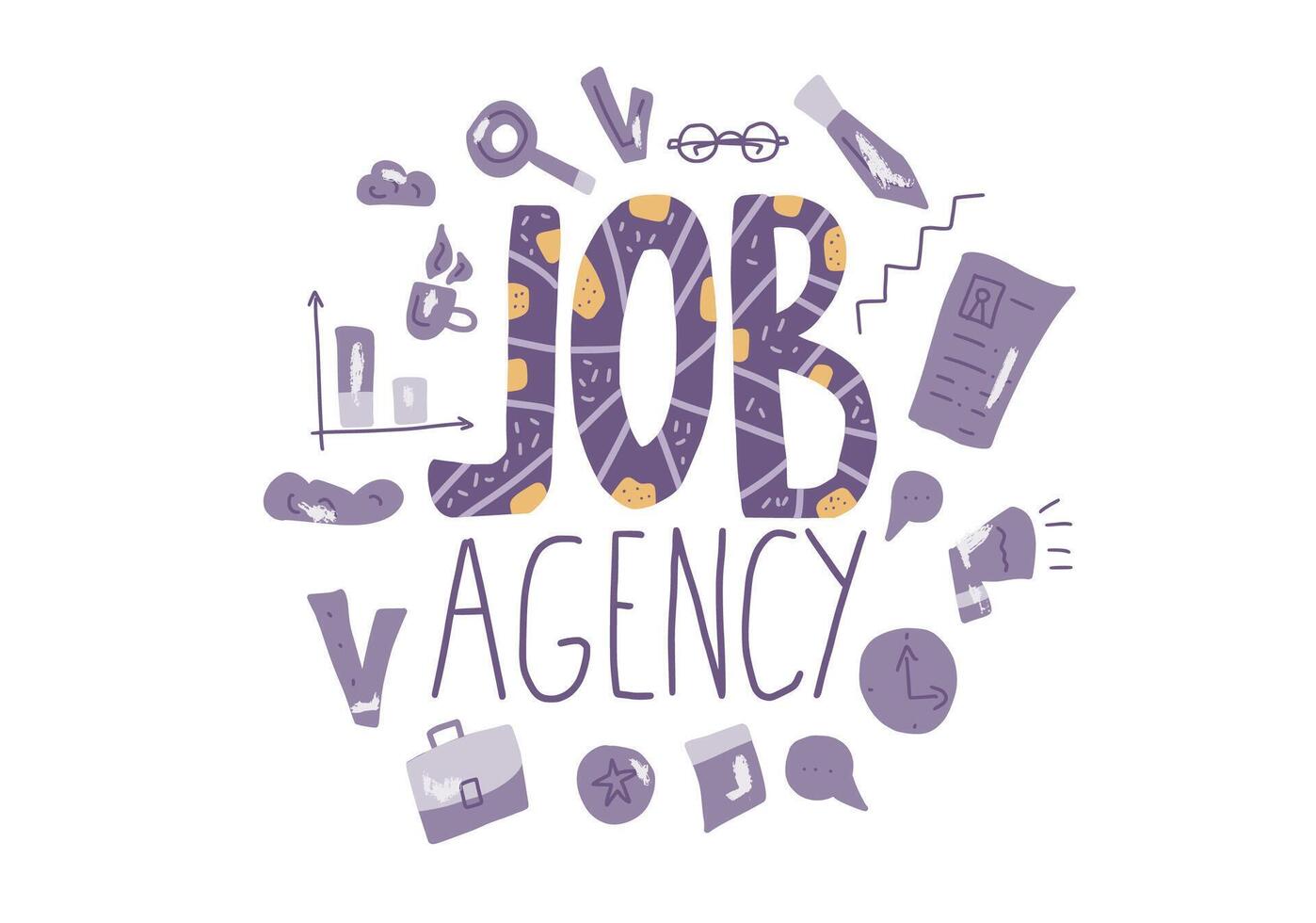 Job search concept. design text and signs. vector