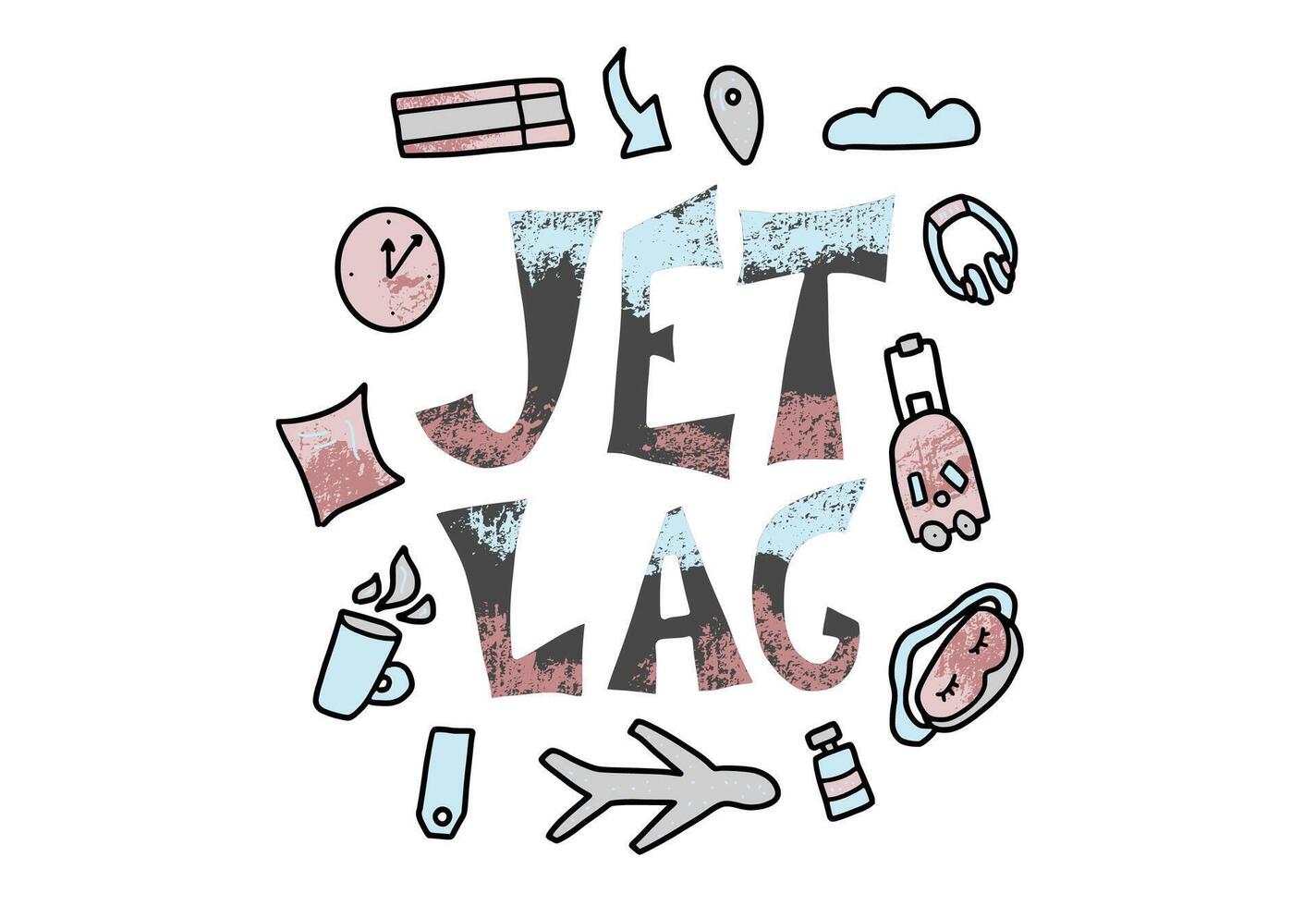 Jet lag stylized quote. concept emblem. vector