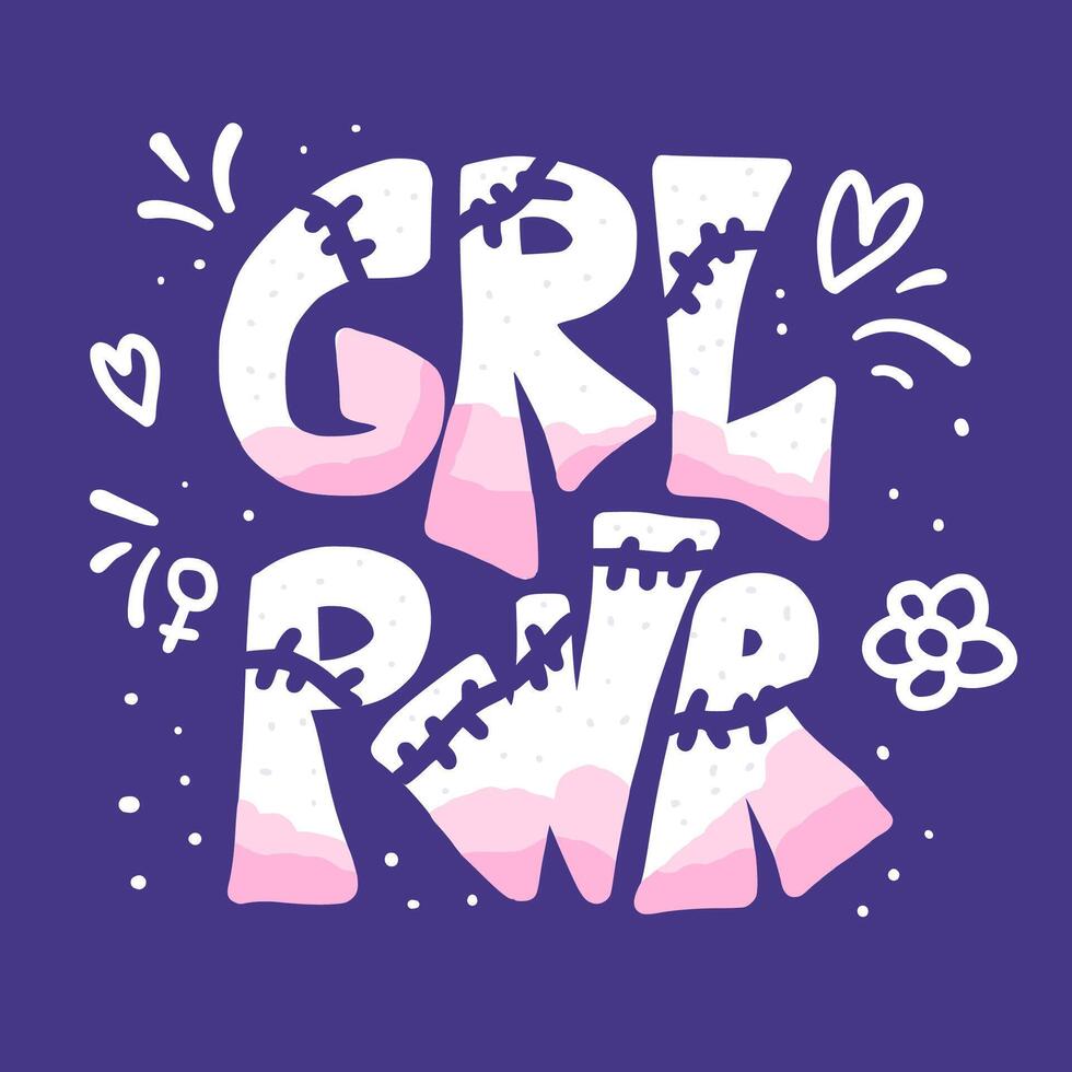 Girl power quote isolated. color text. vector