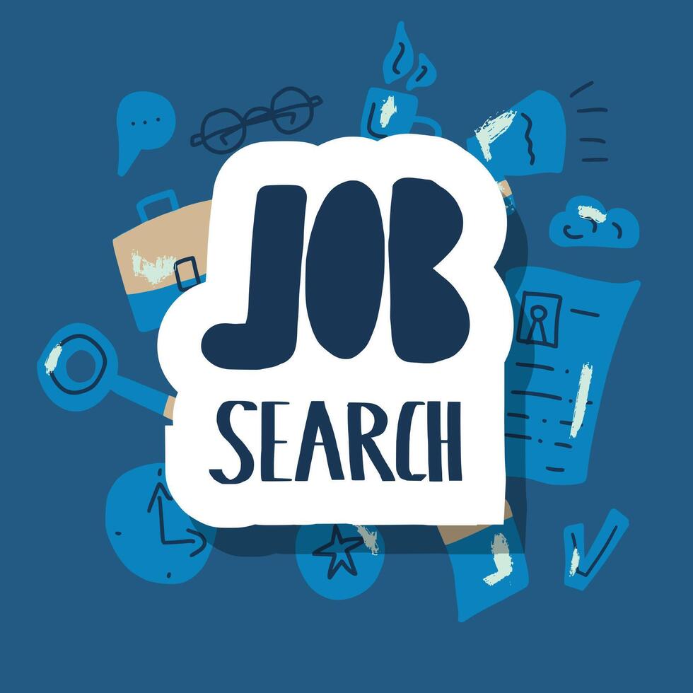 Job search concept. design text and signs. vector
