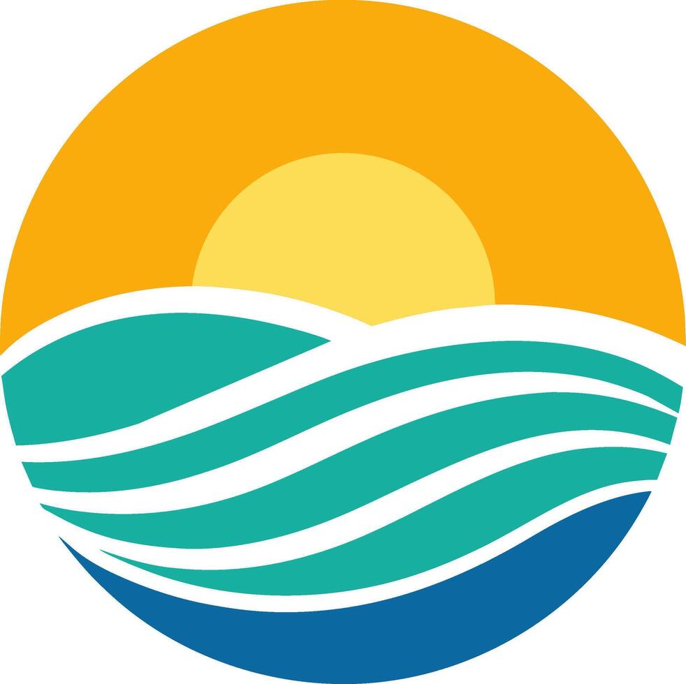 Beach sun and ocean summer vibes simple logo vector