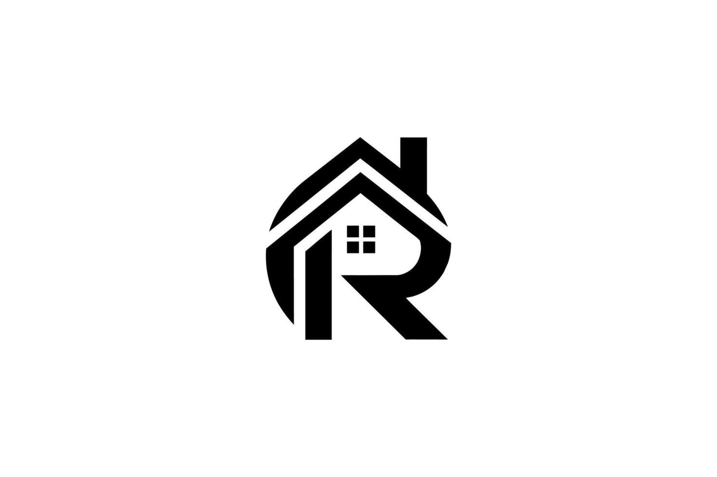 Abstract R letter logo for construction home vector