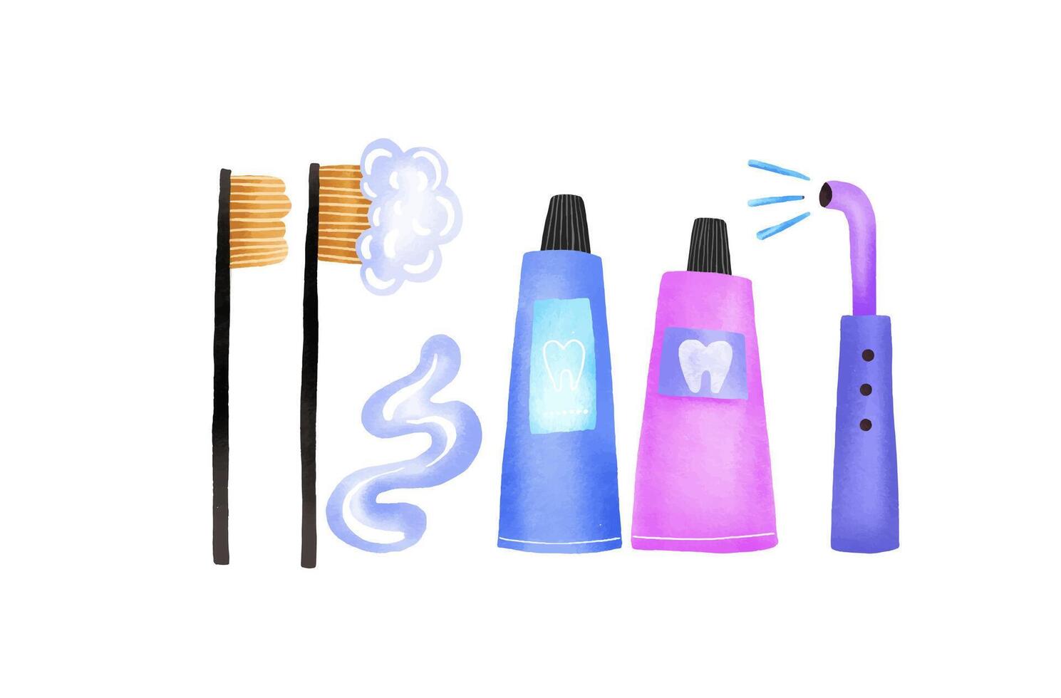 artoon monsters smiling on an isolated background. Monsters and dinosaurs take care of their teeth and brush their teeth. Dentistry. Teeth whitening vector