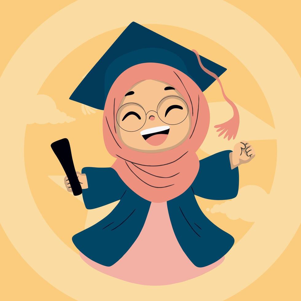 smiling graduation hijab girl vector