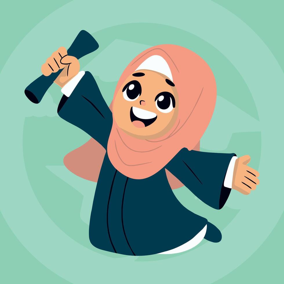 happy graduation hijab girl vector