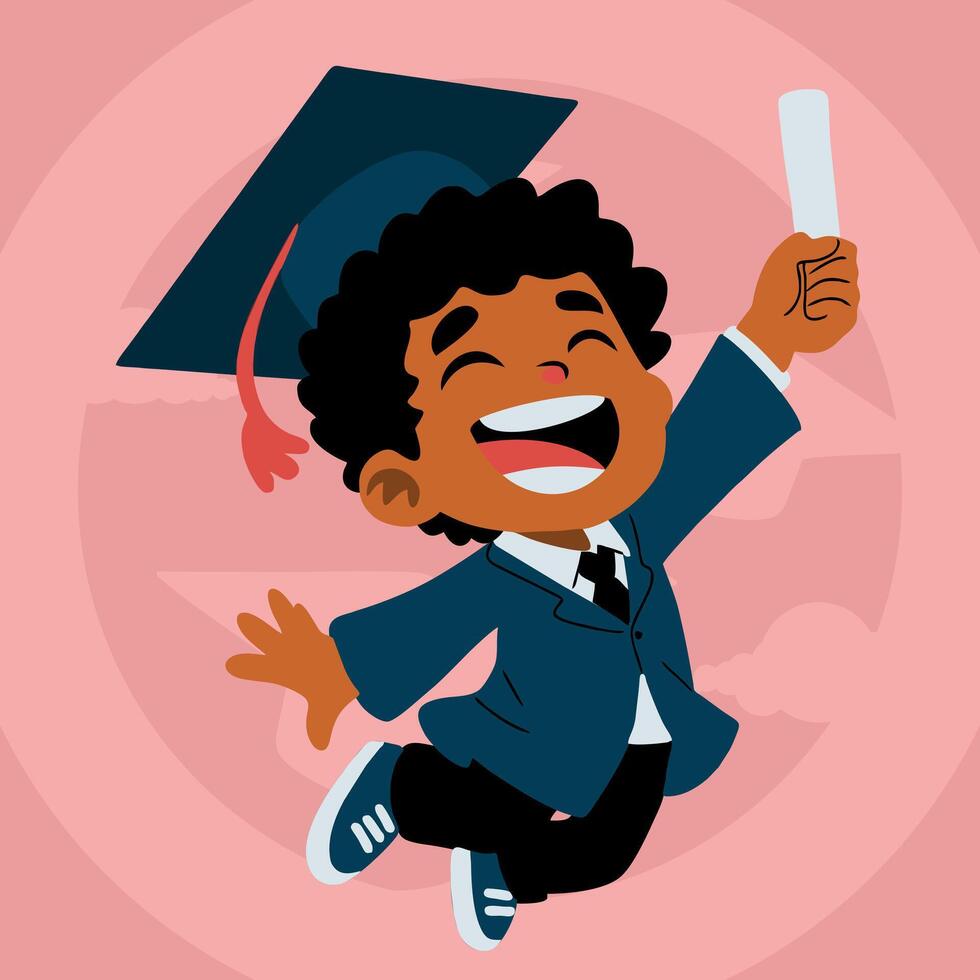 boy student graduate holding diploma vector