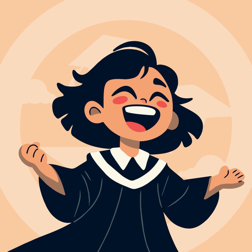 laughing and blissful graduation girl vector
