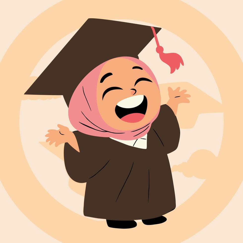 graduate student hijab girl vector