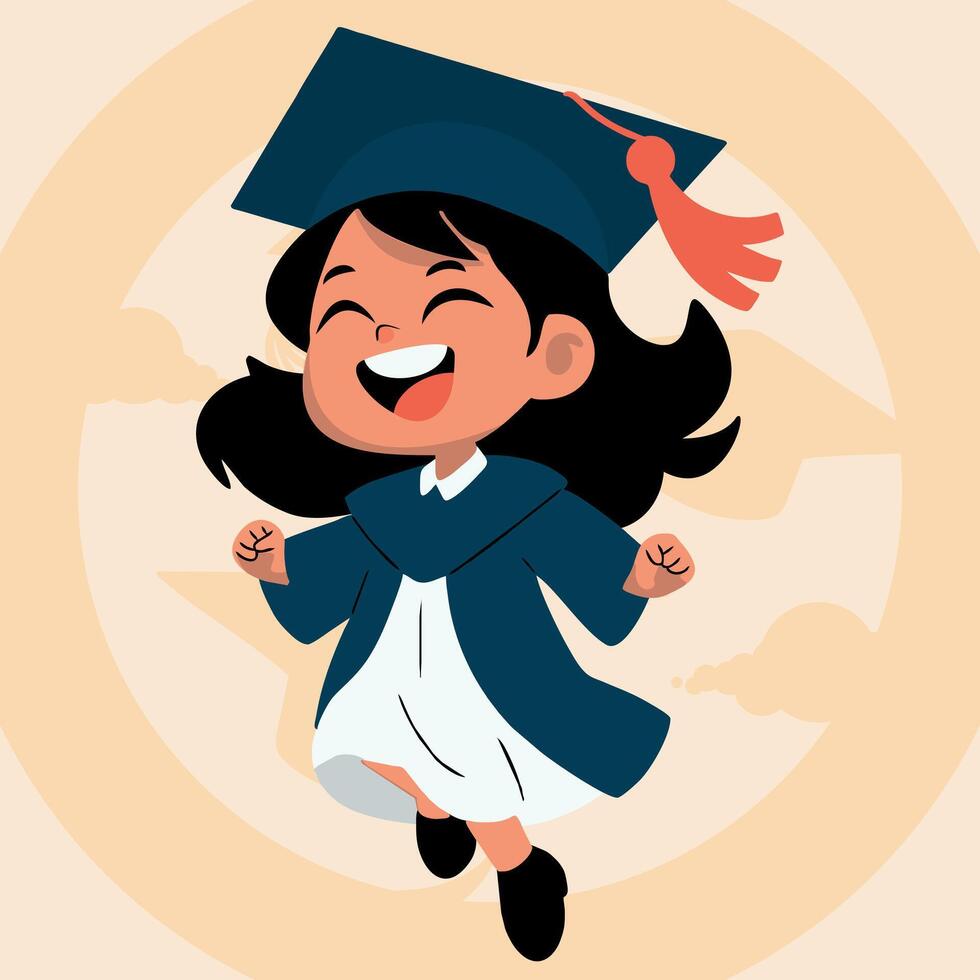 happy and blissful graduate girl character vector