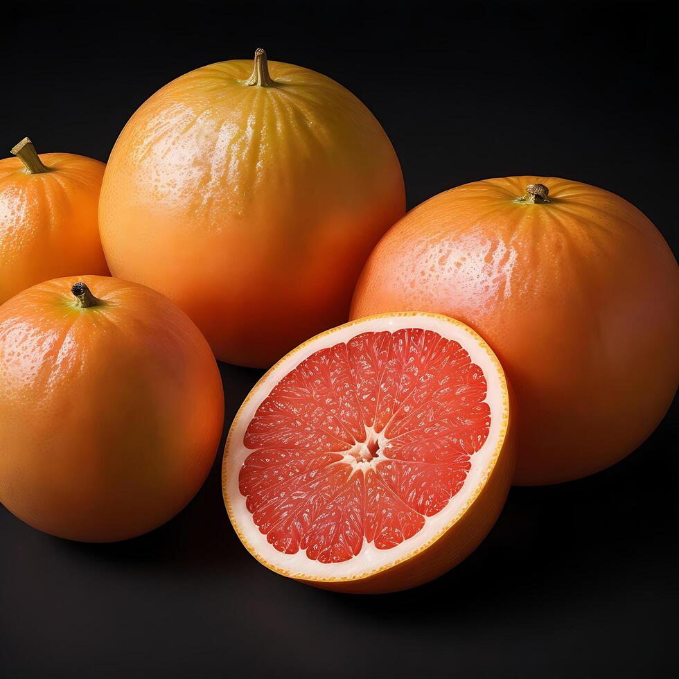 A group of citrus fruits including oranges lemons and other fruits photo