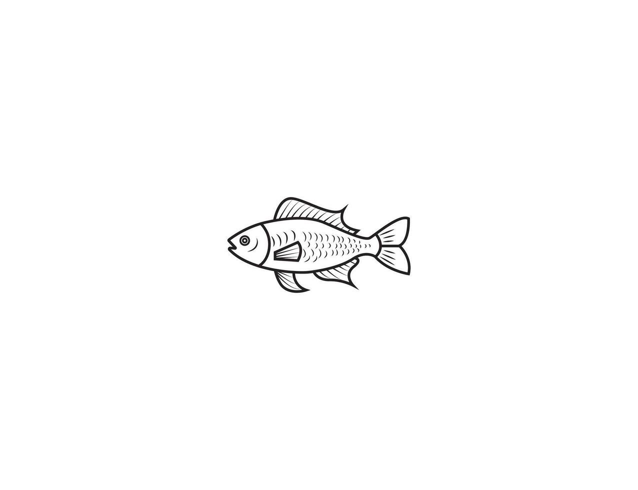 Fish or seafood line art icon. Hand drawn outline sketch. fish swimming for coloring. Fish illustration. vector