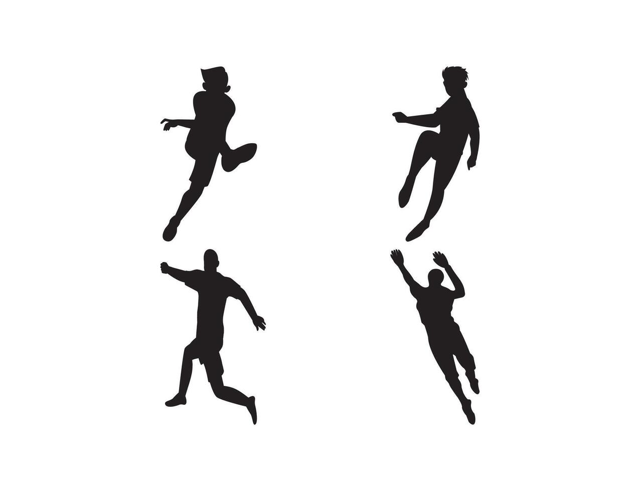 Football players silhouettes, icon set. vector