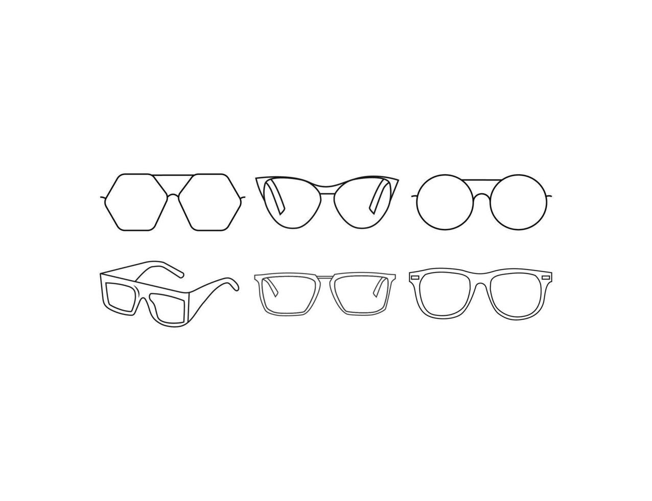 Eye glasses icons. Ophthalmology concept. Glasses set. Sunglasses, glasses, isolated on white background. Various shapes - stock illustration. vector