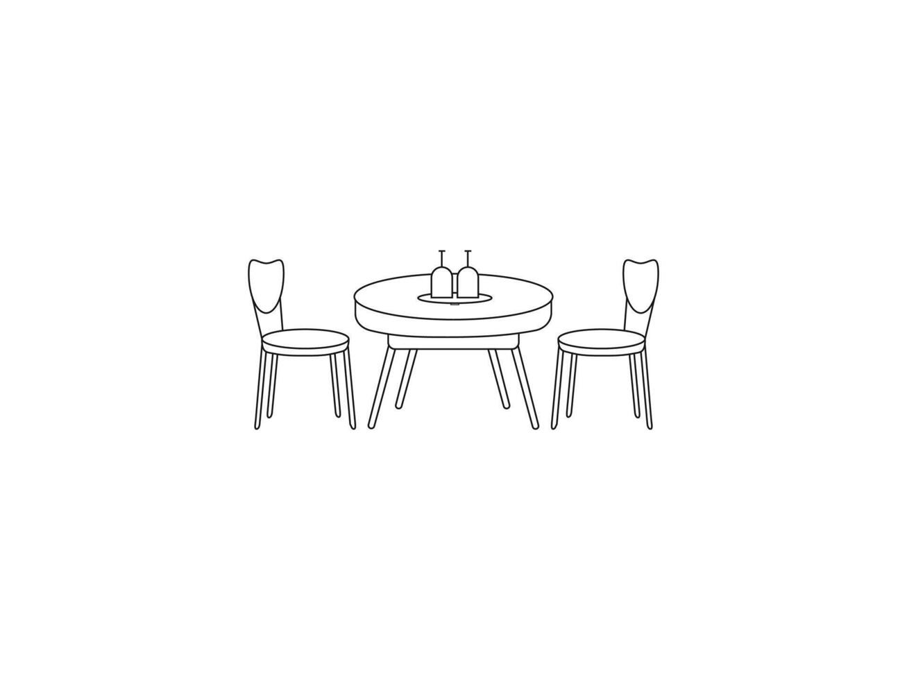Restaurant table and chairs icon. table and chairs outline shapes. illustration. vector