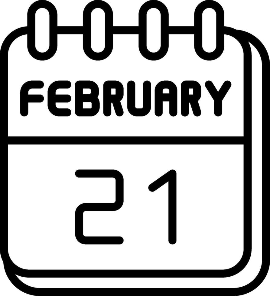 21 February Line Icon Design vector
