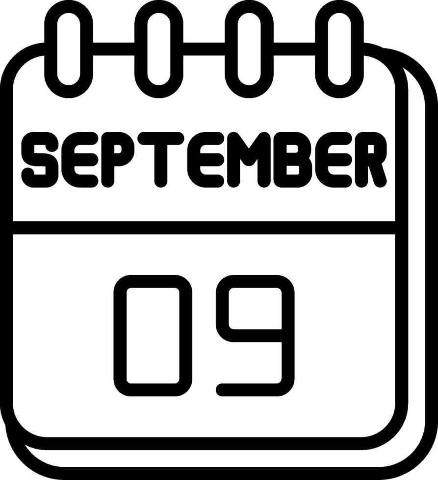 9 September Line Icon Design vector