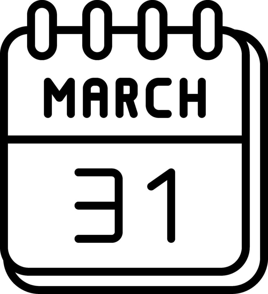31 March Line Icon Design vector