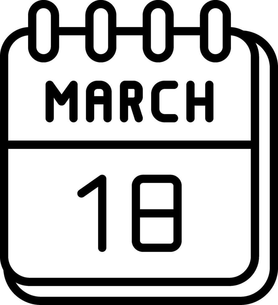 18 March Line Icon Design vector