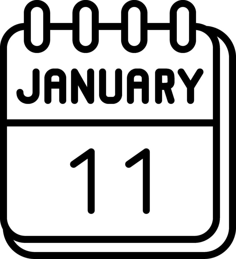 11 January Line Icon Design vector