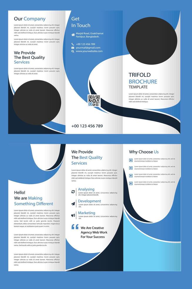 best quality of tri fold brochure design template vector