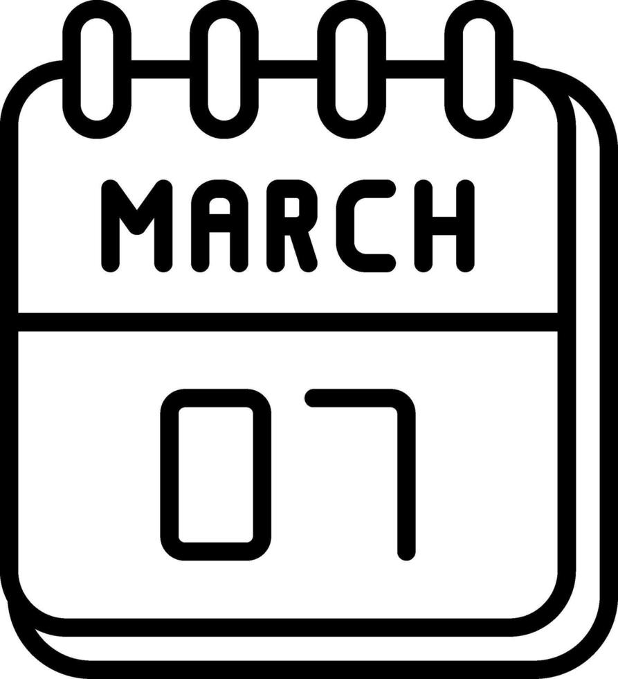 7 March Line Icon Design vector