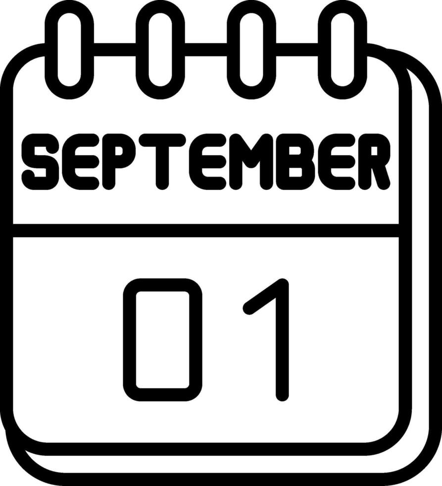 1 September Line Icon Design vector