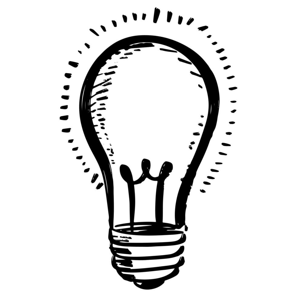 Doodle sketch style of Hand drawn light bulb icon illustration for concept design. vector