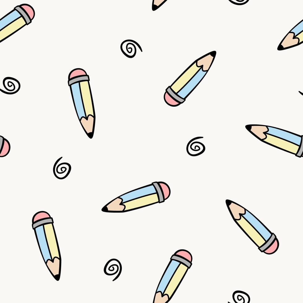 Seamless pattern with school supplies vector