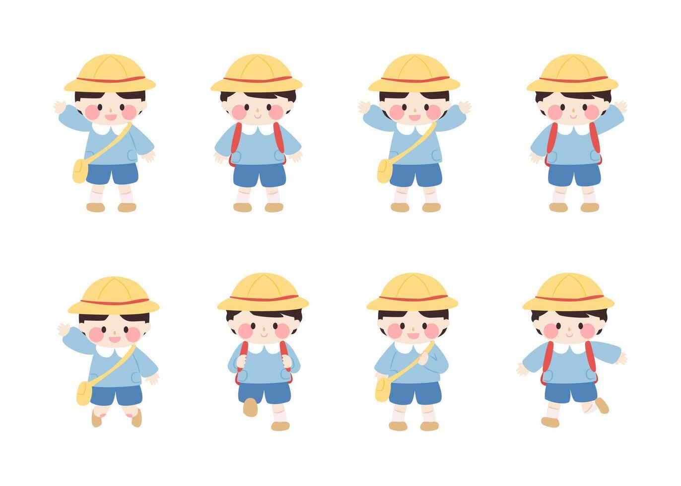 Set of cute japanese student vector