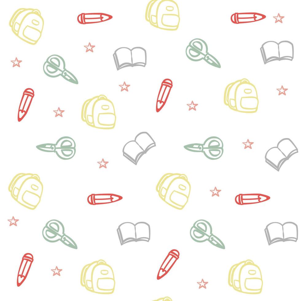 Seamless pattern with school supplies vector