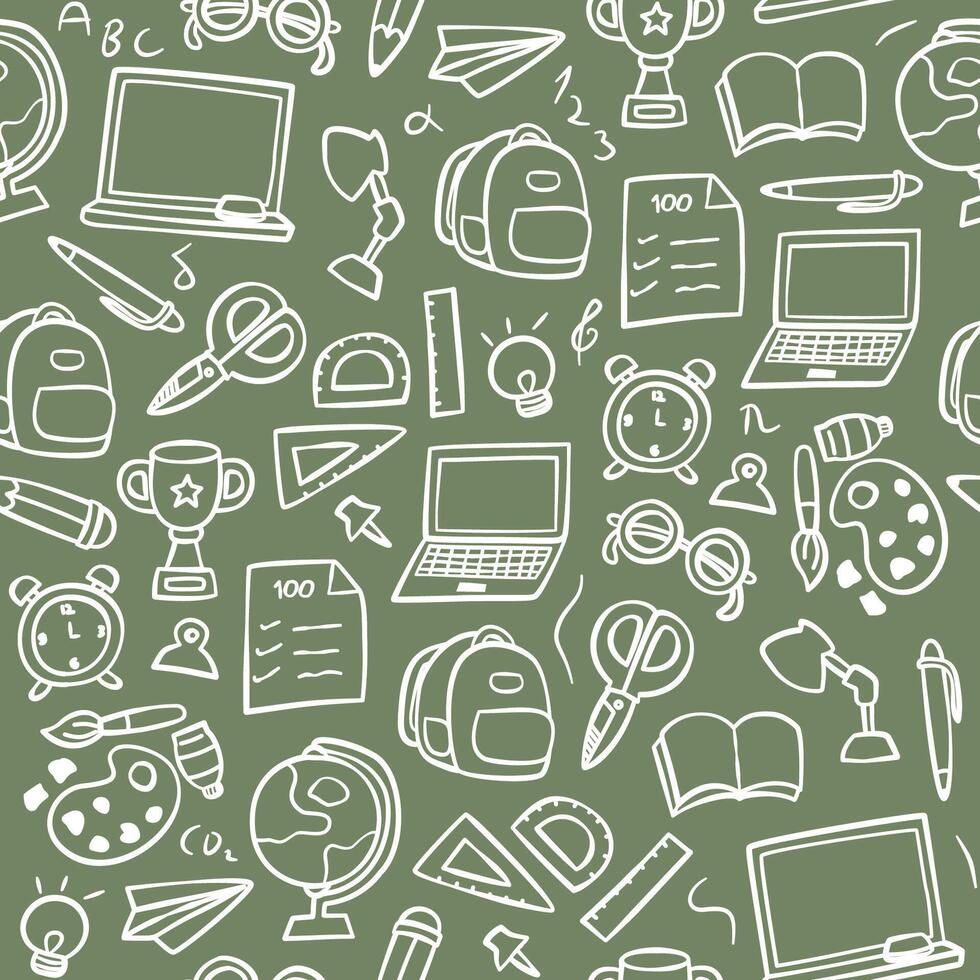Seamless pattern with school supplies vector
