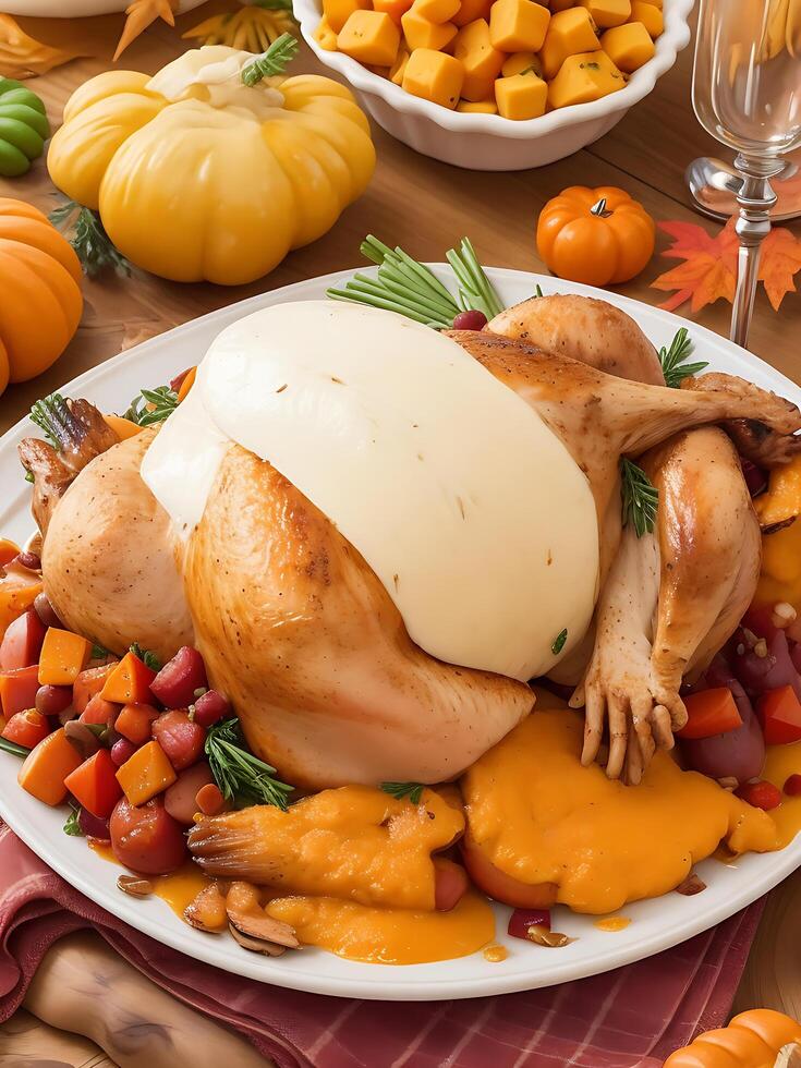Experience the warmth and joy of a traditional Thanksgiving feast photo
