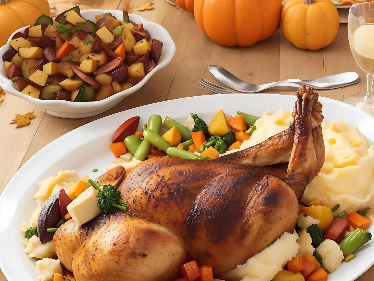 Experience the warmth and joy of a traditional Thanksgiving feast photo