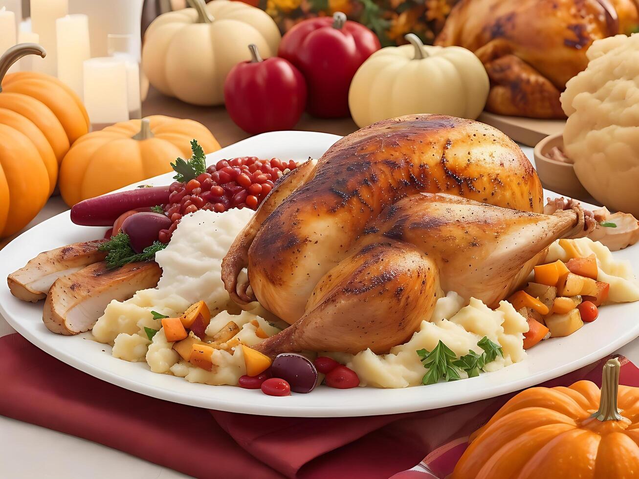 Experience the warmth and joy of a traditional Thanksgiving feast photo