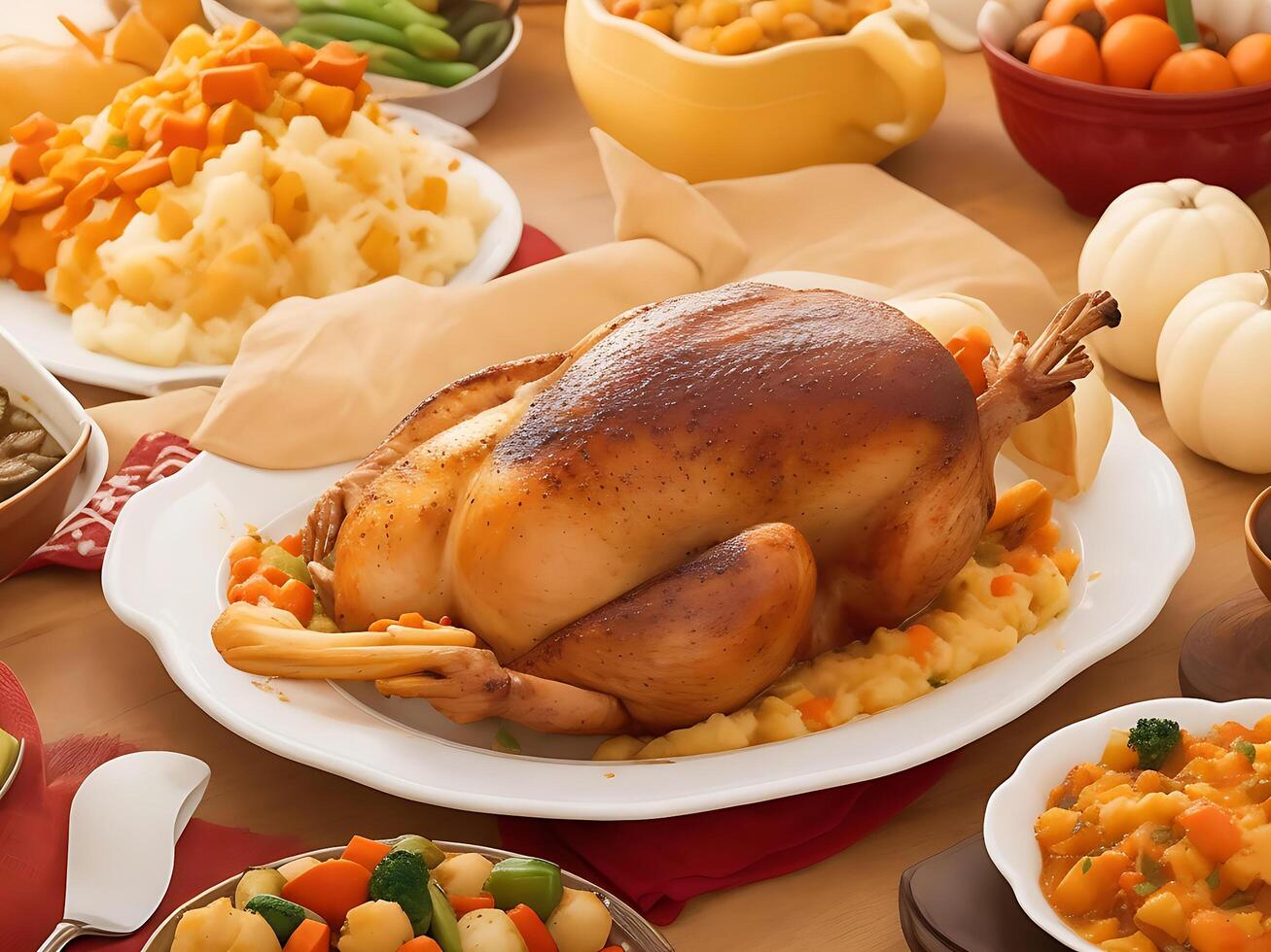 Experience the warmth and joy of a traditional Thanksgiving feast photo