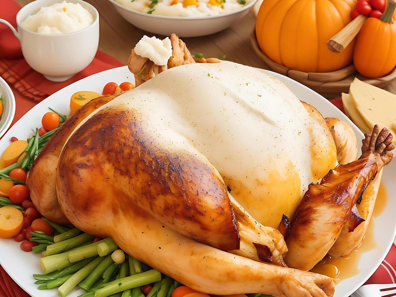 Experience the warmth and joy of a traditional Thanksgiving feast photo
