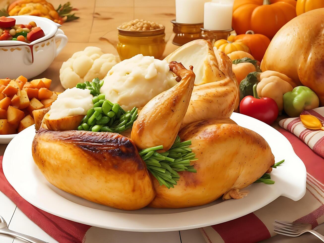 Experience the warmth and joy of a traditional Thanksgiving feast photo