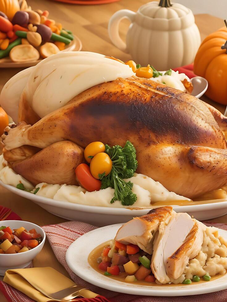 Experience the warmth and joy of a traditional Thanksgiving feast photo