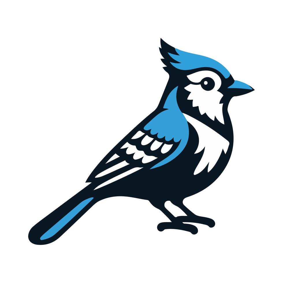 Elegant Blue Jay Logo Design with Stylized Feather Details. vector