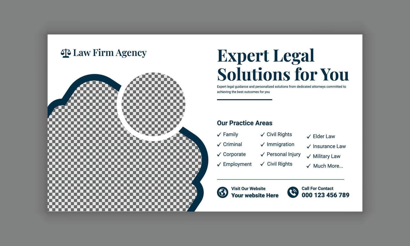 Law firm services social media post design or law consulting web banner template, and Instagram post or square flyer template vector