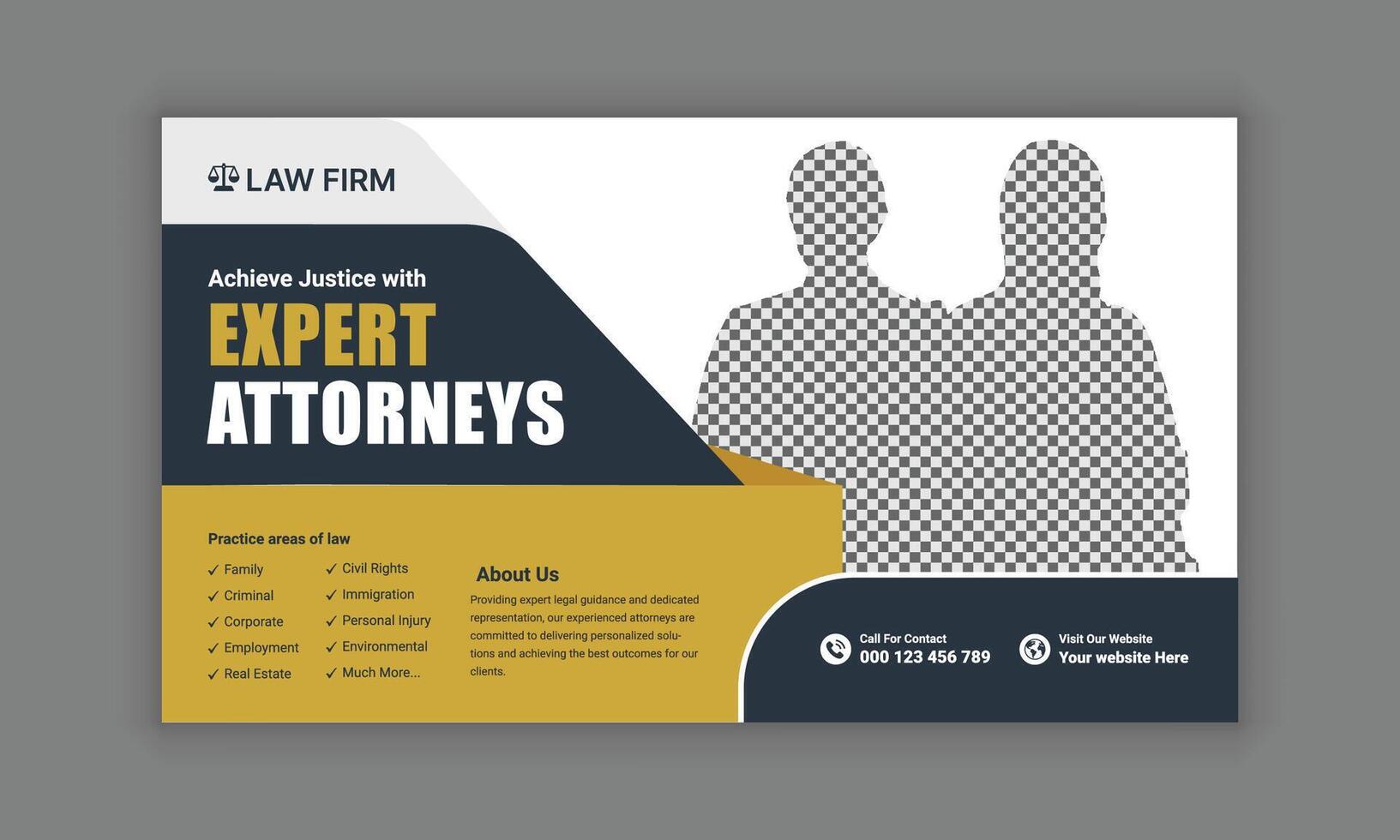 Law firm services social media post design or law consulting web banner template, and Instagram post or square flyer template vector