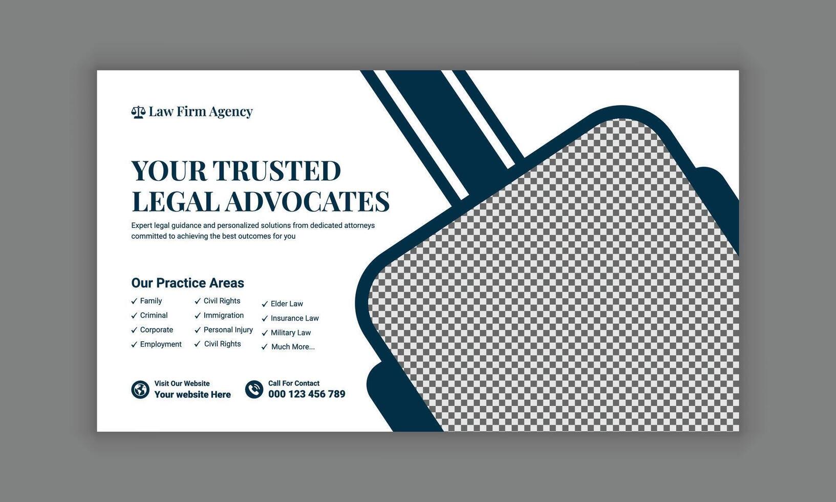 Law firm services social media post design or law consulting web banner template, and Instagram post or square flyer template vector